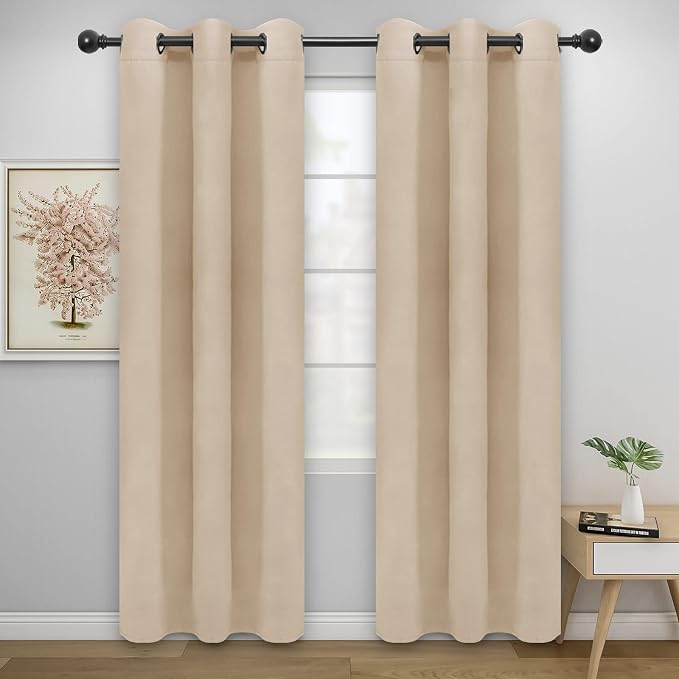 Easy-Going Thermal Grommet Blackout Curtains, 2 Panels 42x84 in, Noise Reduction by Easy-Going