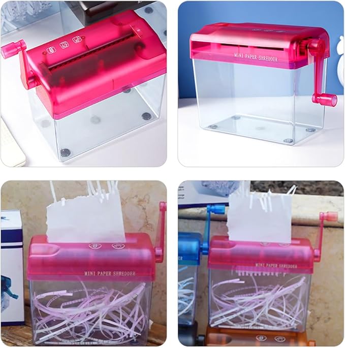Healeved Manual Paper Shredder Desktop Small Wear-Resistant Hand Crank Shredder for Home and Office Use with Function and Red Housing