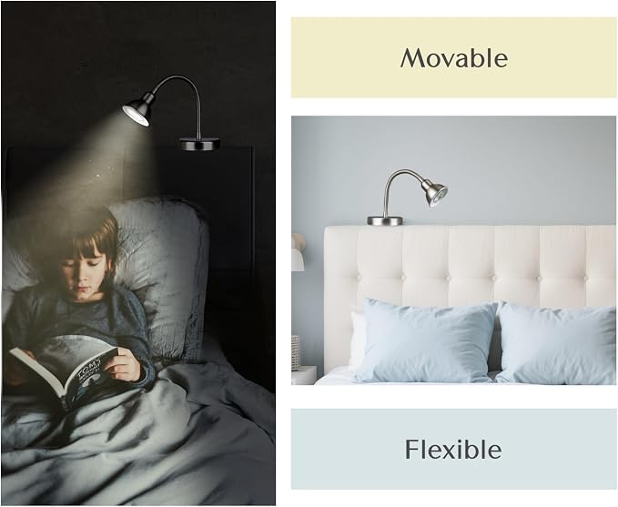 Patented Innovative Design Headboard Reading Light. No Drilling Golden Book - Image 2