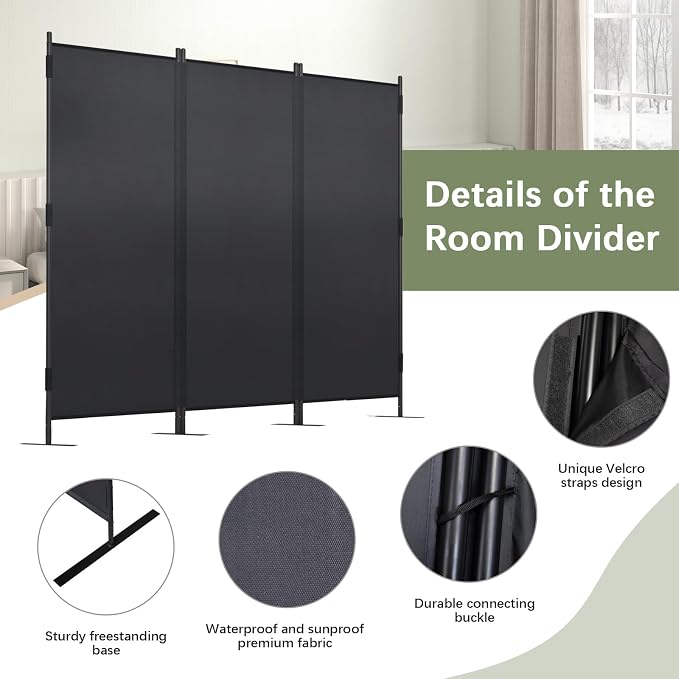 2PCS Room Divider Panel 6ft Privacy Screen - Image 6