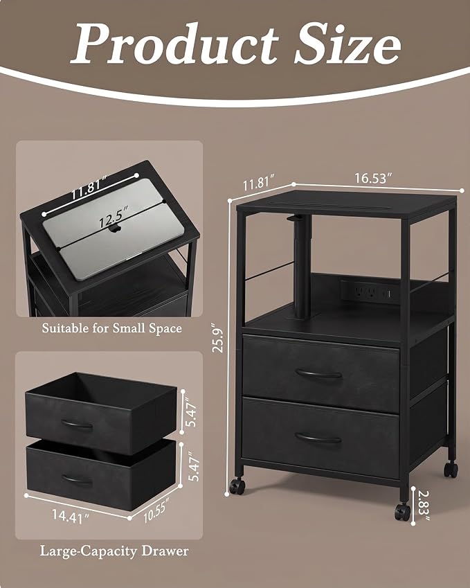 Faesun Swivel Lift Top Nightstand - Image 2
