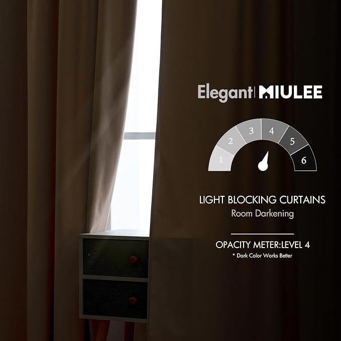 MIULEE Velvet Curtains 52x63 inches 2 Panels Camel Beige Blackout Curtains | - Image 5