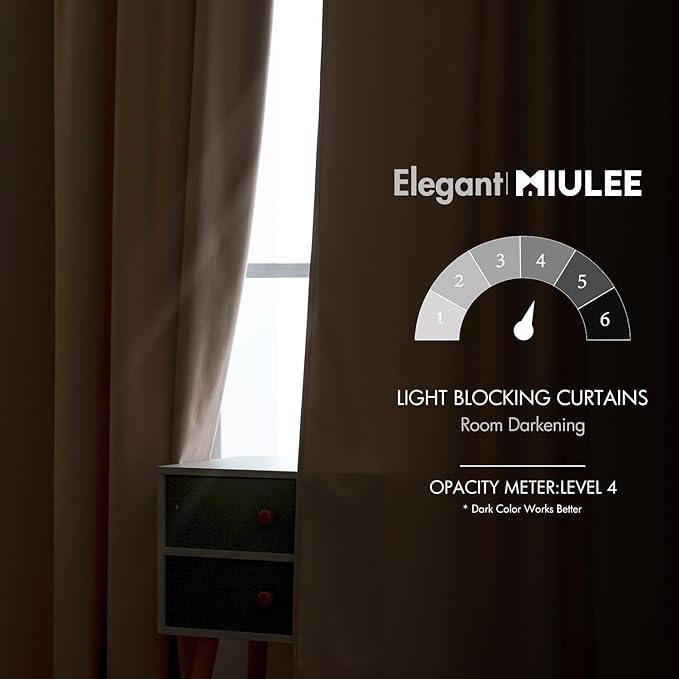 MIULEE Velvet Curtains 52x108 inches 2 Panels Camel Beige Blackout Curtains | - Image 5