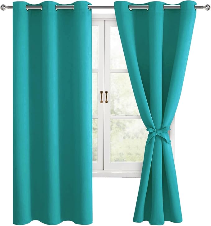 Blackout Curtains for Bedroom, Peacock Teal, 42 x 72 Inch, 2 Panels | Noise by Hiasan