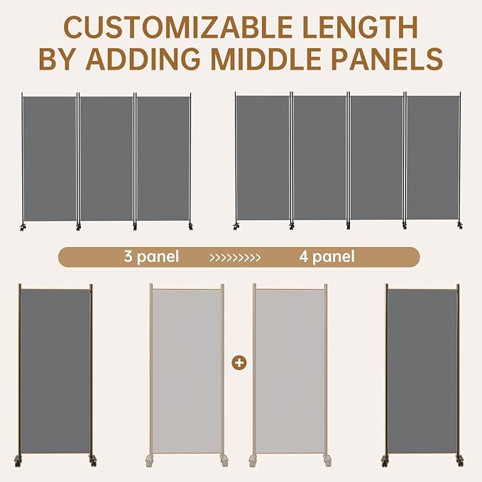 Room Divider 102'' Wide Folding Room Divider Panel - Image 7