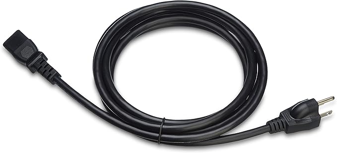 Amazon Basics PC Power Cord, 10 feet, 5-Pack, AC Power Cord for Monitor, Computer, TV, 3 Prong, 18 AWG, 125 Volts, Black