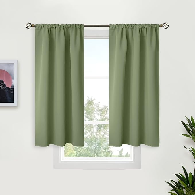 BGment Olive Green Short Blackout Curtains 40 Inches Long by BGment