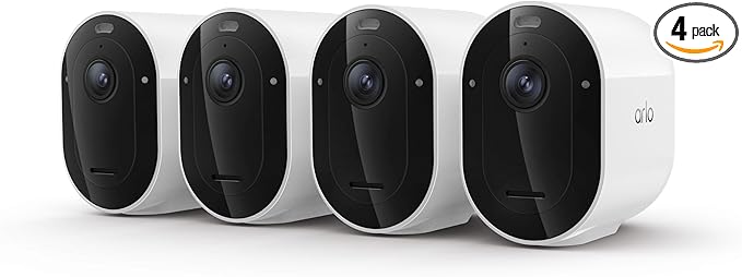 Arlo Pro Security Camera 2K HDR (6th Gen, 2025 Release) - Wireless Outdoor Camera, Rechargeable Removeable Battery, Event Captions, Emergency Response, 1-Month Trial of Secure Plan, 4 Cam, White
