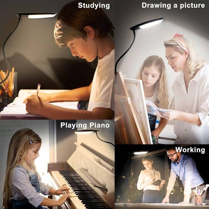 LiFMIRA Clip on Lamp USB Reading Light 3 Color Modes 3000-6000K 8W 40 LED | - Image 4