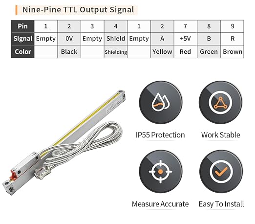 3 Axis DRO 420mm x 970mm x 470mm Optical Encoder, Digital Readout Display for Milling Machine, LED Glass Linear Scale for CNC Mill Lathe Milling Machine, Accuracy 5μm/0.0001”