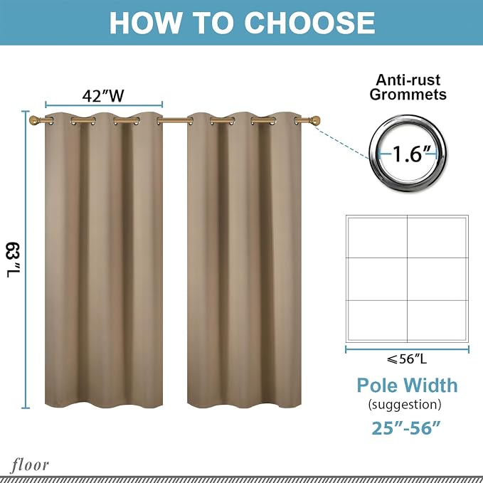 Diraysid Natural Grommet Blackout Curtains - Image 7