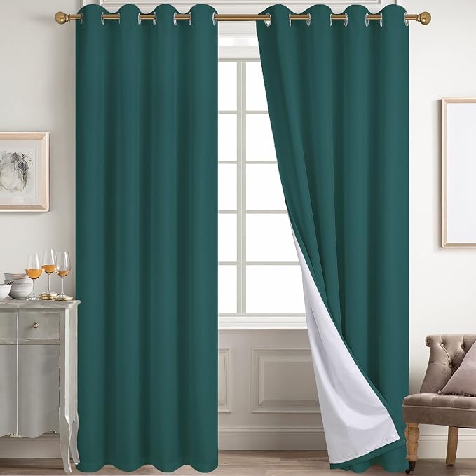 Diraysid 100% Blackout Curtains Sea Teal Linen Curtains by Diraysid%2C+refresh+your+life