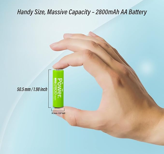 DMK POWER Rechargeable High Capacity Batteries 1.2V NiMH Low Self Discharge (AA Mixed Color 2800MAH (10 Pieces))