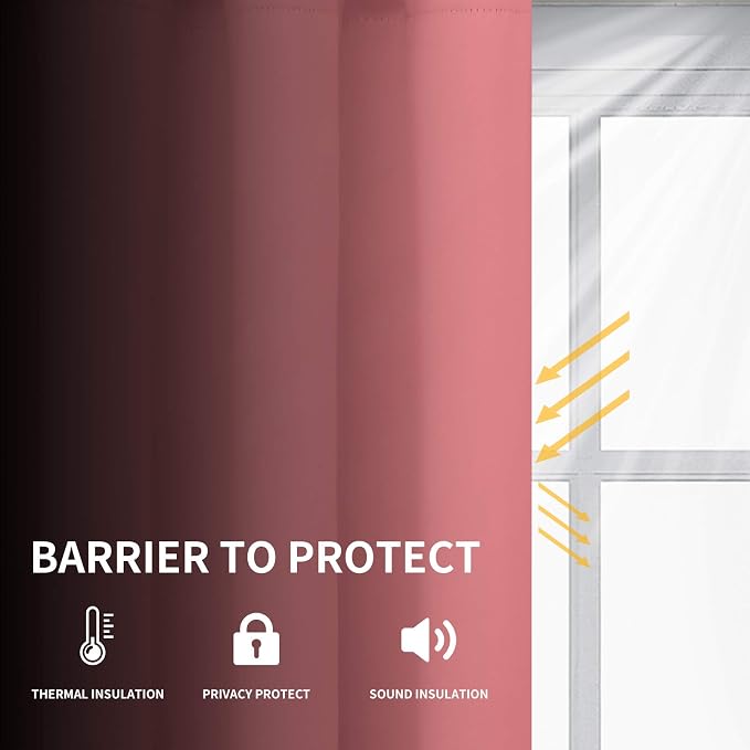 Easy-Going Thermal Grommet Blackout Curtains, 2 Panels 52x46 in, Noise Reduction - Image 2