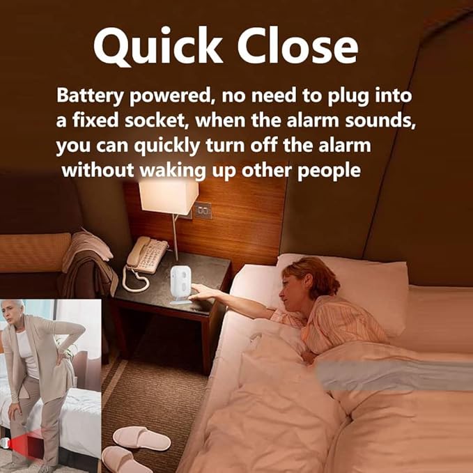 Evernary Upgraded Bed Sensor Alarm and Fall Prevention for Elderly Adults, Wireless Motion Detector for Seniors Caregiver Motion Sensor Alarm Indoor for Dementia