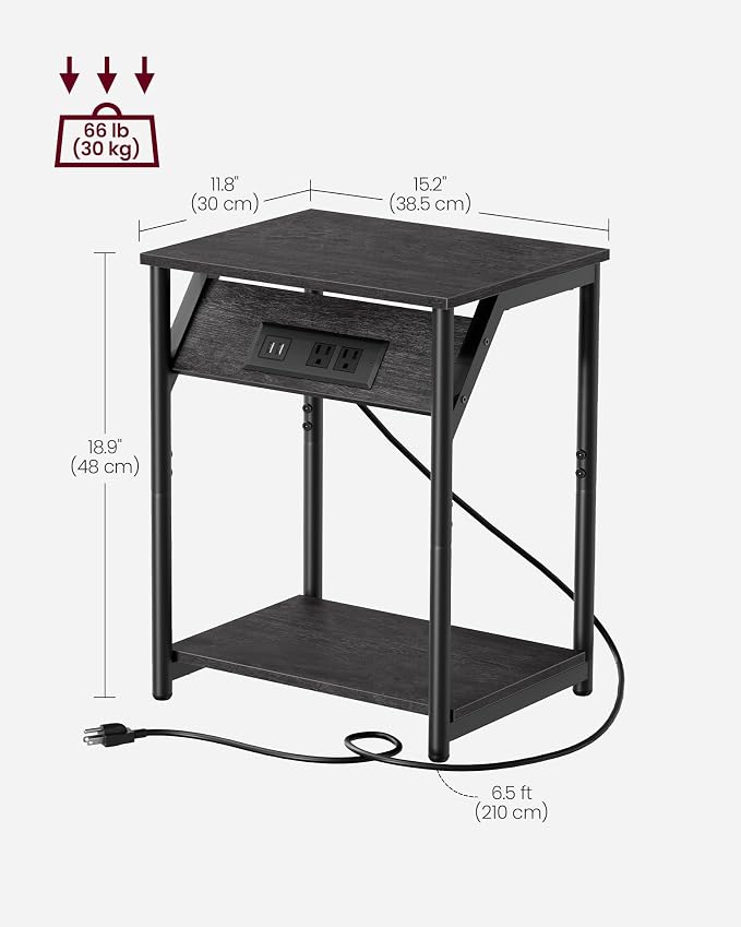 VASAGLE End Table with Charging Station, Small Side Tables - Image 3