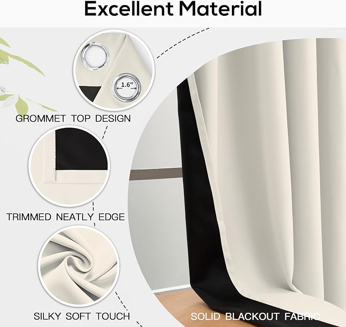 Yakamok Cream Blackout Curtains 84 inches Long - Image 4