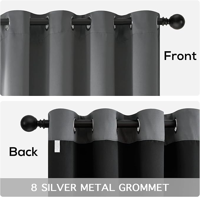 Yakamok Grey Blackout Curtains 45 inches Long - Image 6