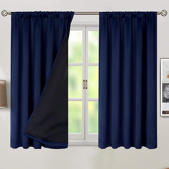 BGment Navy Blue 100% Blackout Curtains 45 Inches Long - Image 2