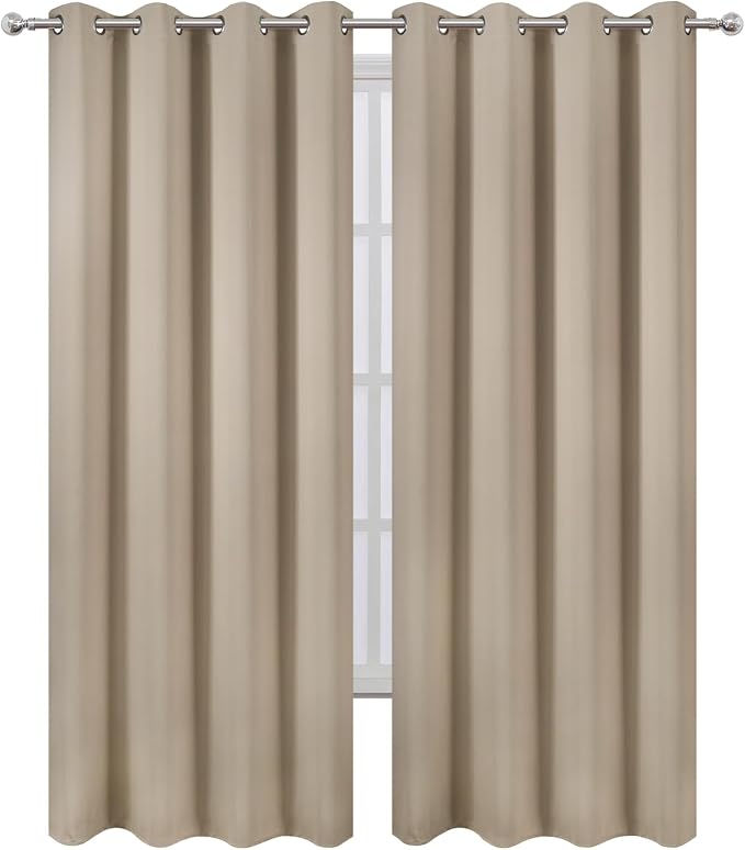 Blackout Curtains 66 x 95 inch/Khaki Curtains Set of 2 Panels/Thermal Insulated - Image 2