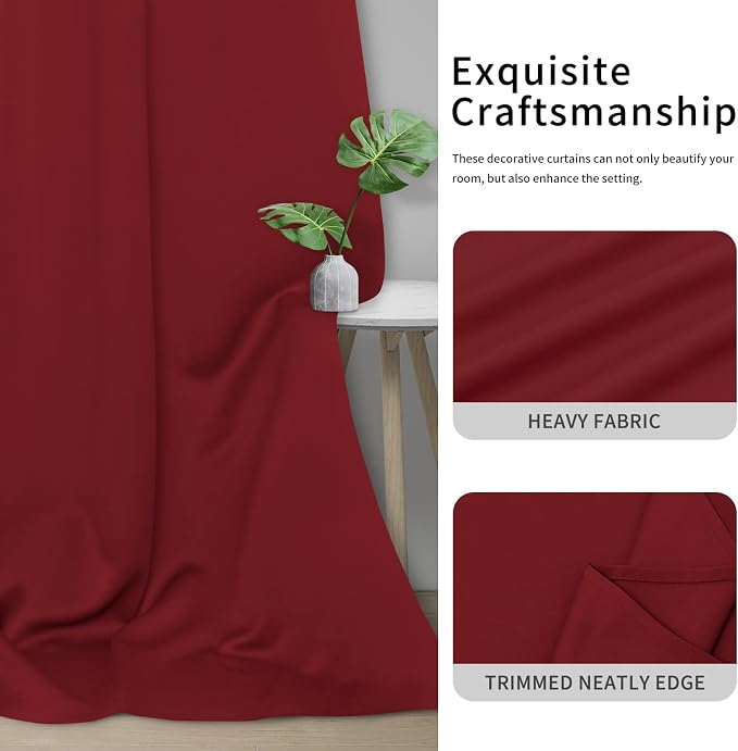 Easy-Going Thermal Grommet Blackout Curtains, 2 Panels 42x54 in | Christmas Red - Image 5