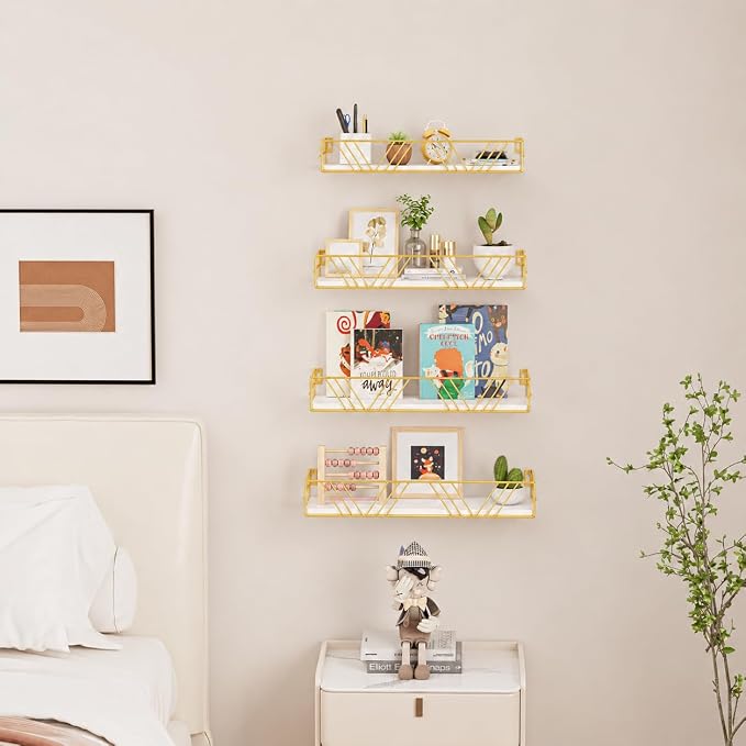 Amaoot Floating Shelves for Wall Set of 4, Wall Shelf Wood Floating Shelf | - Image 4