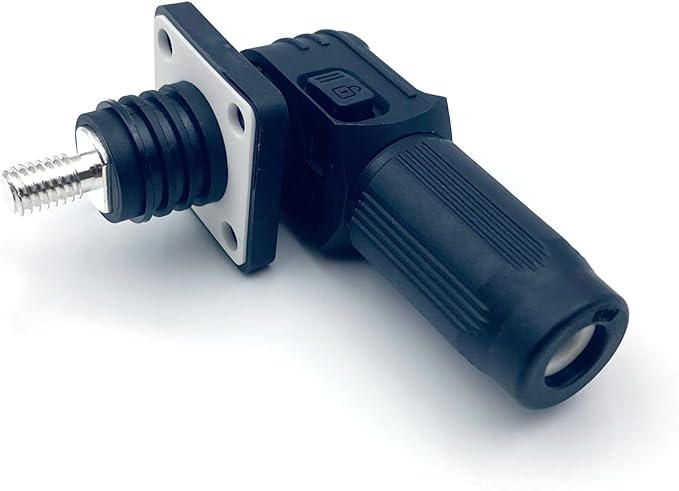 1 Set Battery Energy Storage Connector, Quick Plug Terminal High Current Connectors Right Angle Plug and Socket IP67 Waterproof Power Connector Stud Wiring Method 60A 10mm² (60A, Black)