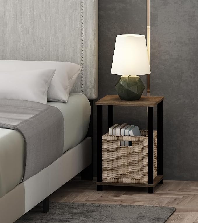 Furinno Turn-N-Tube Night Stand, 2-Tier Open Shelf Design Nightstand, Toolless - Image 5