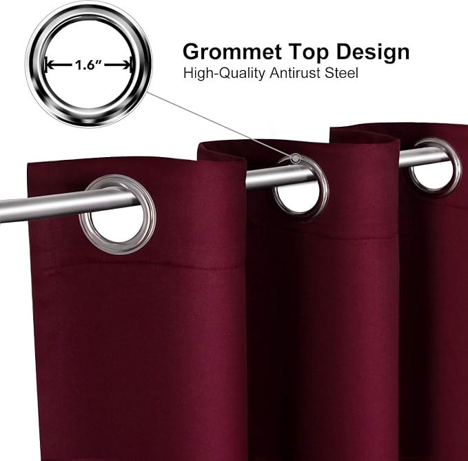 ChrisDowa Room Divider Curtains Long Sliding Door Curtain, 1 Panel Burgundy | - Image 3