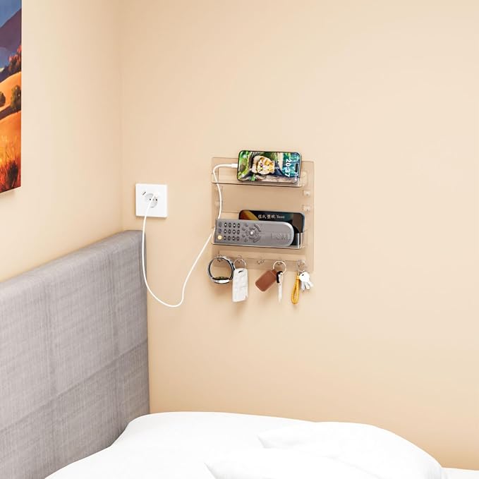 Bedside Shelf for Dorm Bed, Small Room and Nightstand, Wall Mounted Floating - Image 3