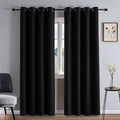Curtains 90 Inches Long 2 Panels Set, Blackout Curtains for Bedroom Living Room, Thermal Insulated Grommet Room Darkening Drapes for Privacy Home Decor Windows(W52 x L90, Black)