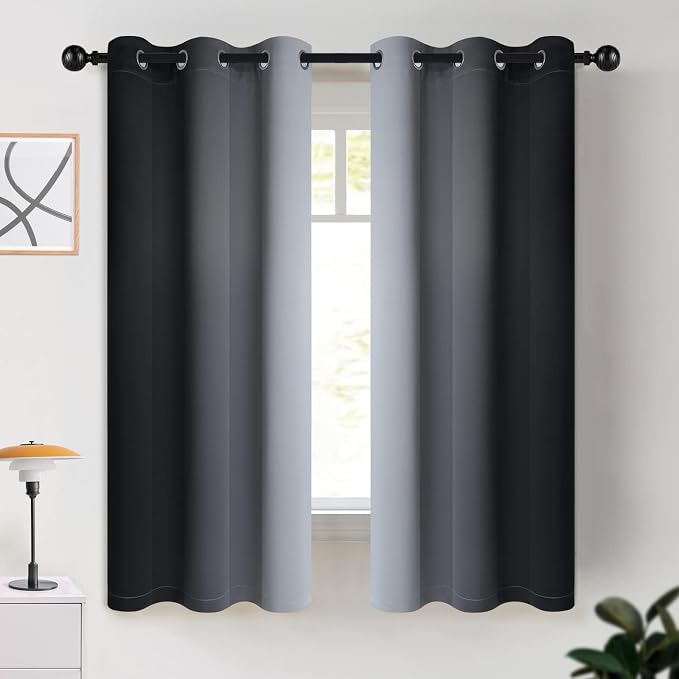 COSVIYA Grommet Ombre Black Room Darkening Curtains 63 inch by COSVIYA