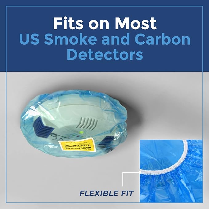 IMPRESA Pack of 12 Temporary Smoke Detector Cover Pack - Dust & Debris Barrier with Smoke Detector Dust Guard - Fire Alarm Cover for Renovation & Cooking - Alarm Caps for Construction