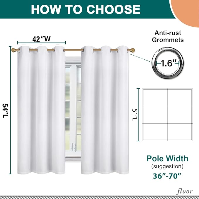 Diraysid 100% Blackout Curtains White Linen Curtains - Image 5