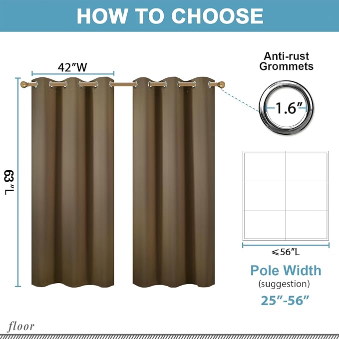 Diraysid Brown Grommet Blackout Curtains - Image 7