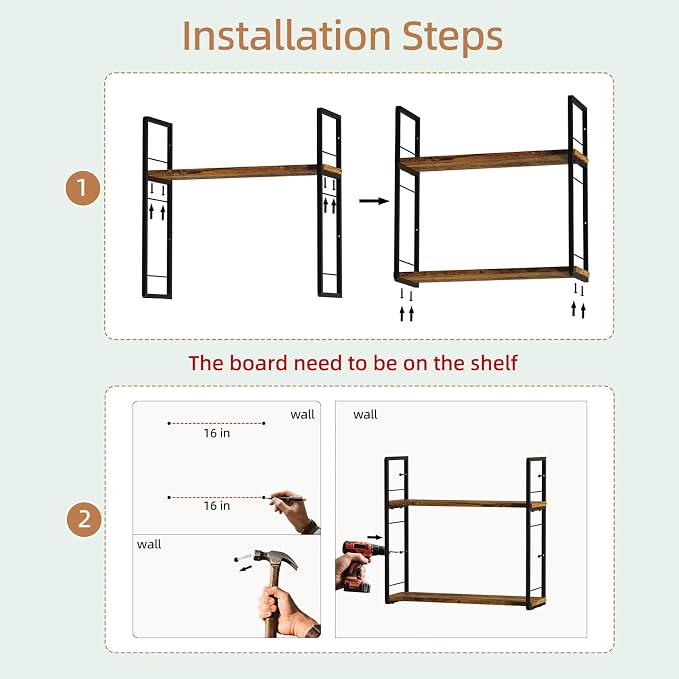 2-Layer Wall Bookshelf for Book Storage, Floating Book Shelves for Wall - Image 7