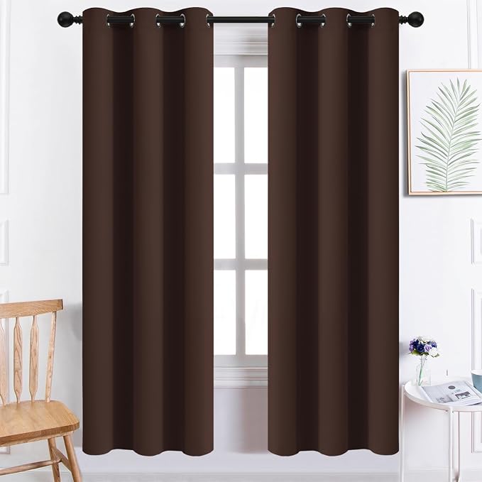 Yakamok Blackout Curtains 38x72 inch Chocolate Brown Thermal Drapes-Bedroom | 2 by Yakamok