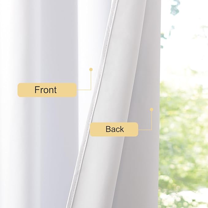 NICETOWN White 100% Blackout 90 inch Curtains - Image 5