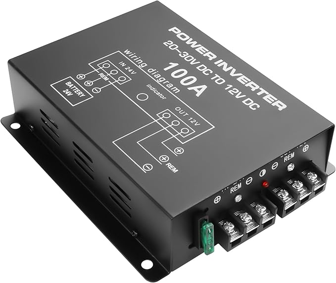 XMSJSIY DC 24V to 12V Step-Down Voltage Converter 100A 1200W DC 20-30V to 12V Buck Module Adapter Regulator Reducer Car Power Supply Volt Converter for Car Truck Vehicle - 1 Pcs