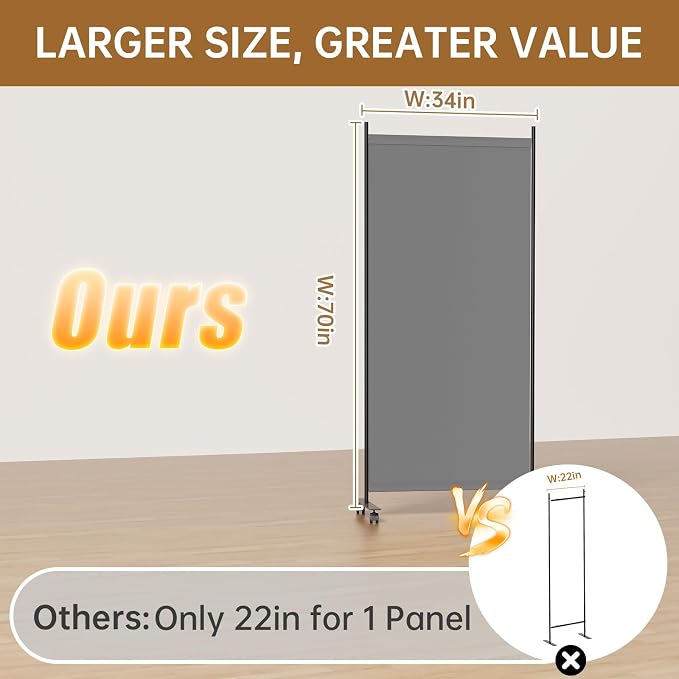 Room Divider 34'' Wide Folding Room Divider Panel - Image 3