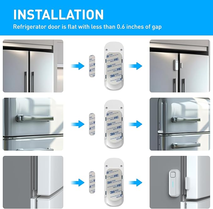 DAYTECH Refrigerator Door Alarm Freezer Door Left Open Alarm with Delay 1/2/3/4 mins Window Door Ajar Alert Fridge Alert 0 to 120 dB for Freezer Home Store Business Office 3 Sets White