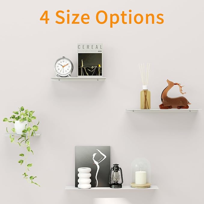 MKO 20" Floating Shelves for Wall, Long Metal Wall Mounted Shelf for Bathroom - Image 9