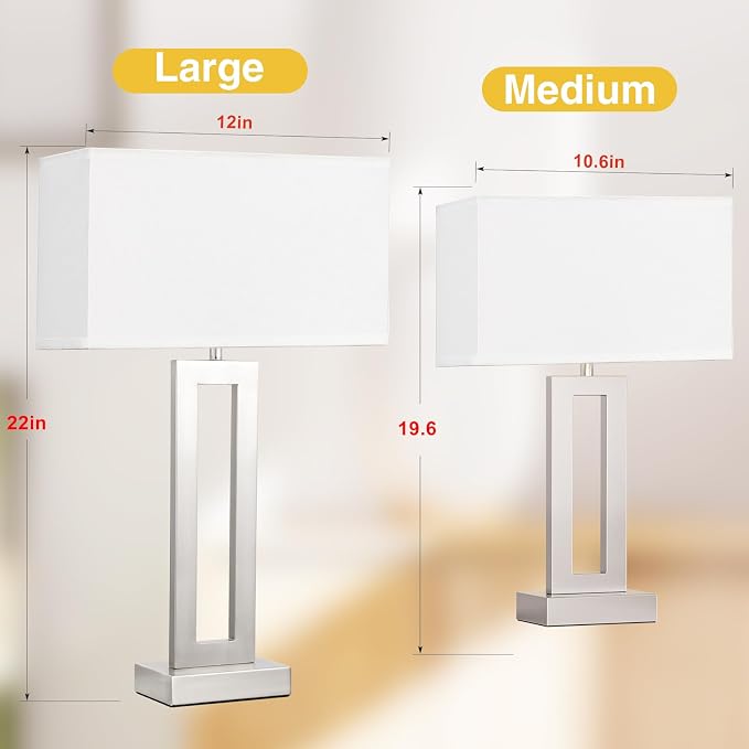 Seealle 22" Tall Bedroom Lamps for Living Room - Image 2