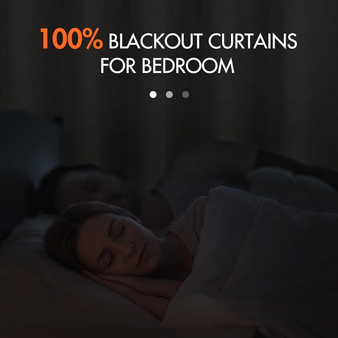 MIULEE 100% Blackout Curtains Faux Linen Curtains & Drapes 108 Inch, Full Black - Image 2
