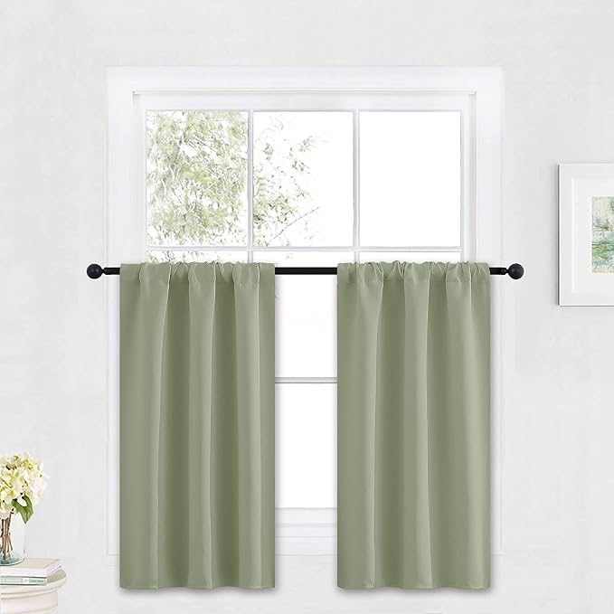 RYB HOME Cafe Blackout Curtains 30 inch Length, Short Window Curtain Tiers | by RYBHOME