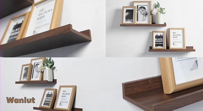 Walnut Floating Shelves for Wall Decor, 14 in Shelf - Image 4