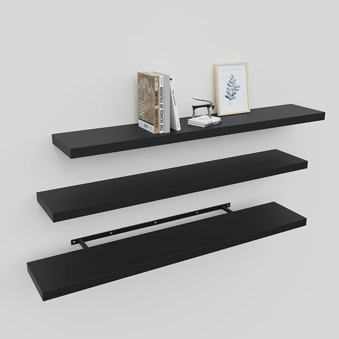 Floating Shelves for Wall Set of 3, Heavy Duty Support, Large Capacity by Upassion