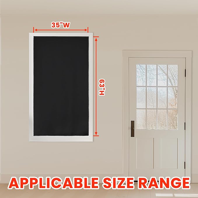 AJAZZ 100% Blackout Self Adhesive Curtains Small Window Short Temporary Black - Image 6