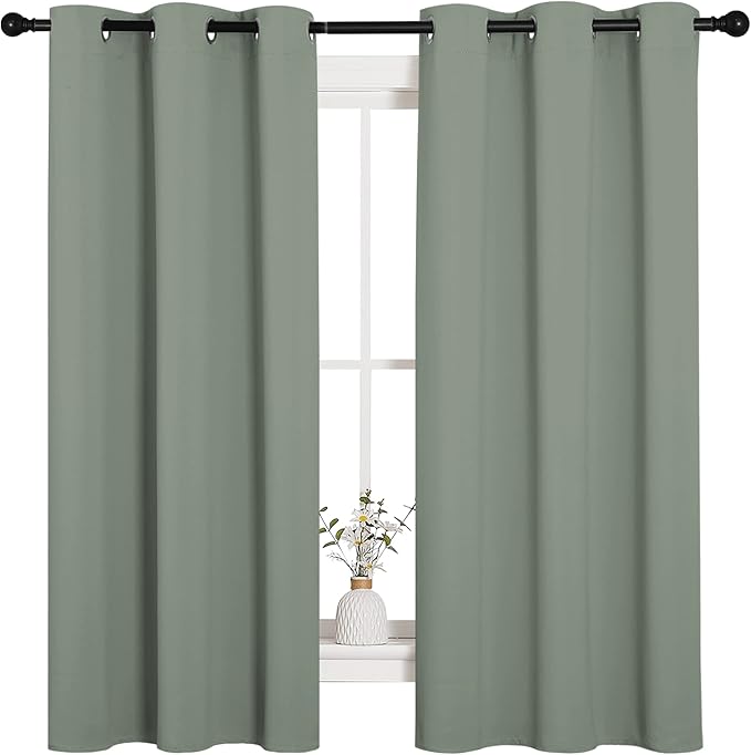 NICETOWN Sage Green Nursery Essential Thermal Insulated Solid Grommet Top by NICETOWN