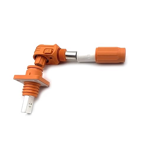 350A Battery Energy Storage Connector, 120mm² High Current Connectors IP67 Waterproof Copper Brand Thread Wiring Power Adapter Quick Plug Terminal Right Angle Plug and Socket (1500V Black+Orange)